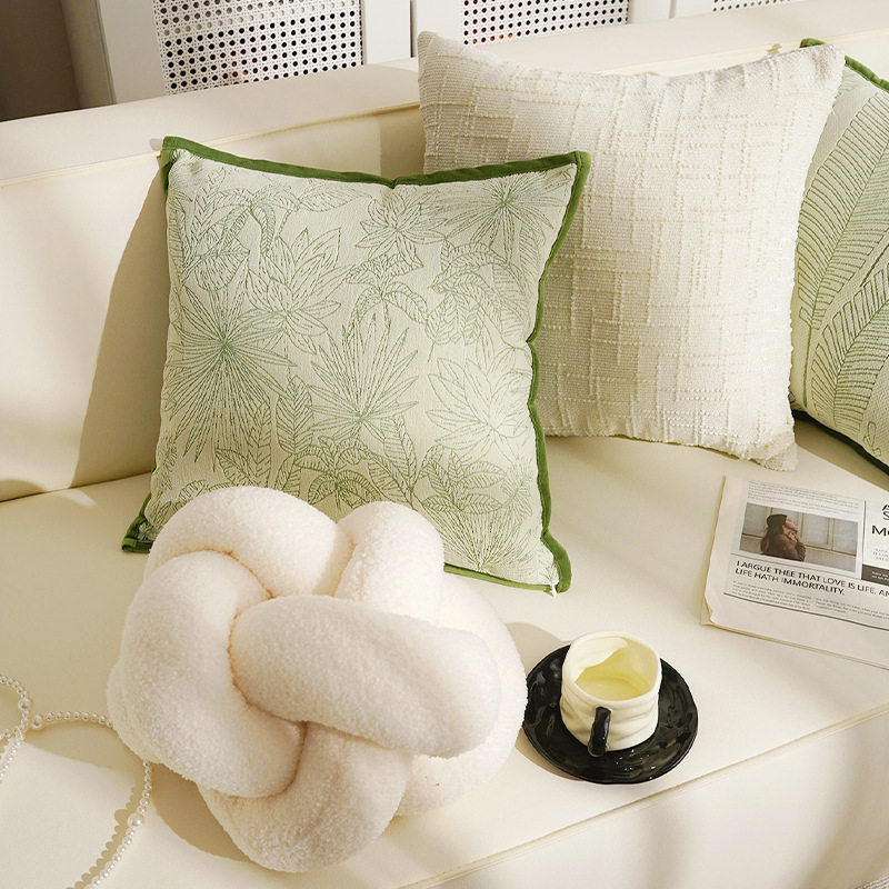 小清新绿色系客厅沙发抱枕复古法式床上靠枕提花靠垫含芯抱枕套