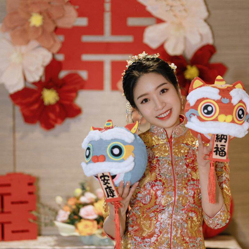 结婚领证拍照道具DIY醒狮灯笼龙头姐妹团接亲堵门婚礼布置