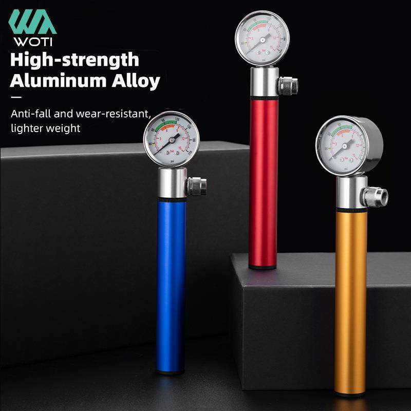 自行车打气筒铝合金带表气筒公路山地车打气筒美法嘴骑行装备