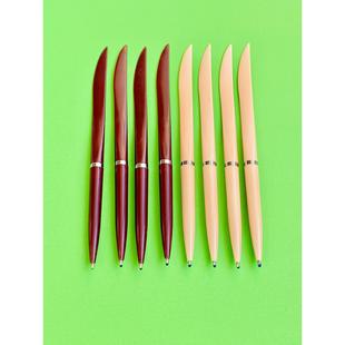 刀笔圆珠笔老式原子笔快递扁刀型物流办公老师开箱蓝红色笔芯