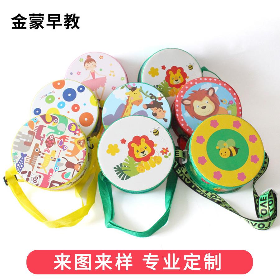 木制卡通双面鼓儿童打击乐器手敲鼓儿童幼儿园手拍鼓玩具
