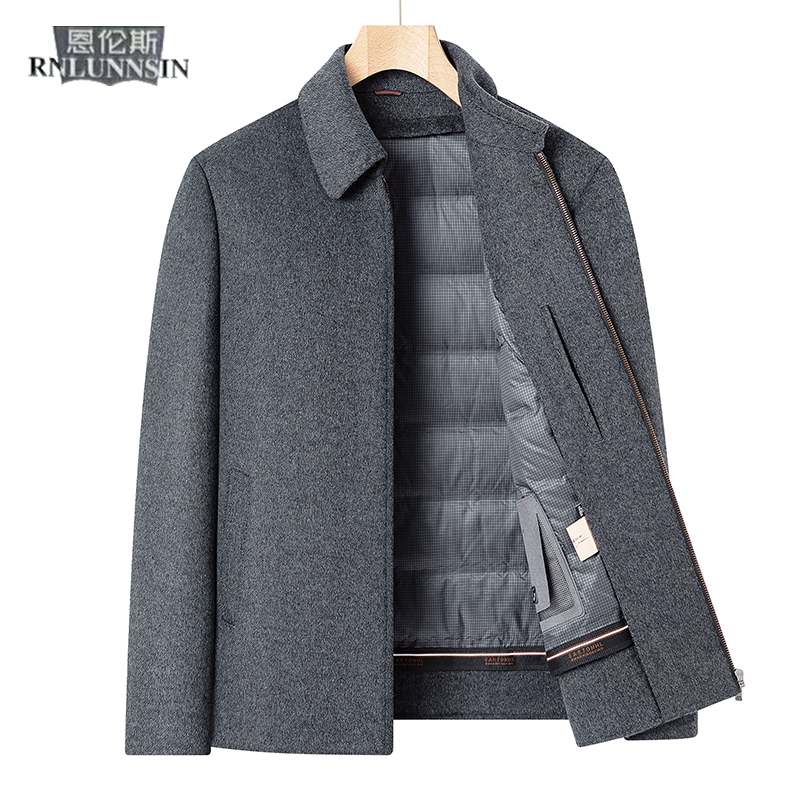 羊毛呢外套男短款鸭绒服内胆夹克