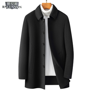 羊毛呢大衣男士常规款翻领商务行政男装外套冬季新款高端双面绒