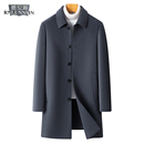 羊毛呢外套男中长款翻领商务休闲中年男装2025新款冬季双面绒大衣