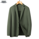 流行便服单西外套男士 常规军绿通勤男装 西服新款 时尚 高端全棉西装