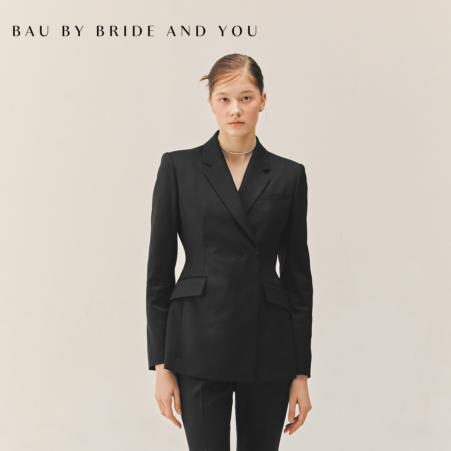 BAUbyBrideAndYou双排扣精裁羊毛西装外套女韩系收腰通勤气质西服