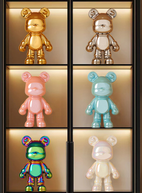 暴力熊轻奢高档家居客厅玄关电视柜酒柜陶瓷电镀酷酷熊摆件装饰品