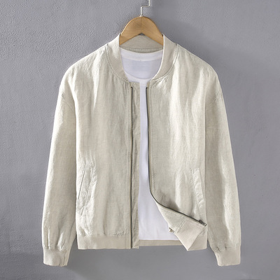 G090文艺青年男士宽松休闲亚麻长袖外套舒适透气自然百搭