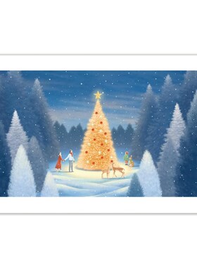 【特惠捡漏】插画师Subin复刻艺术版画治愈系圣诞树亲子装饰画芯