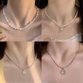 珍珠项链女碎银珍珠锁骨链轻奢小众档珍珠项链公主风套装 两件套
