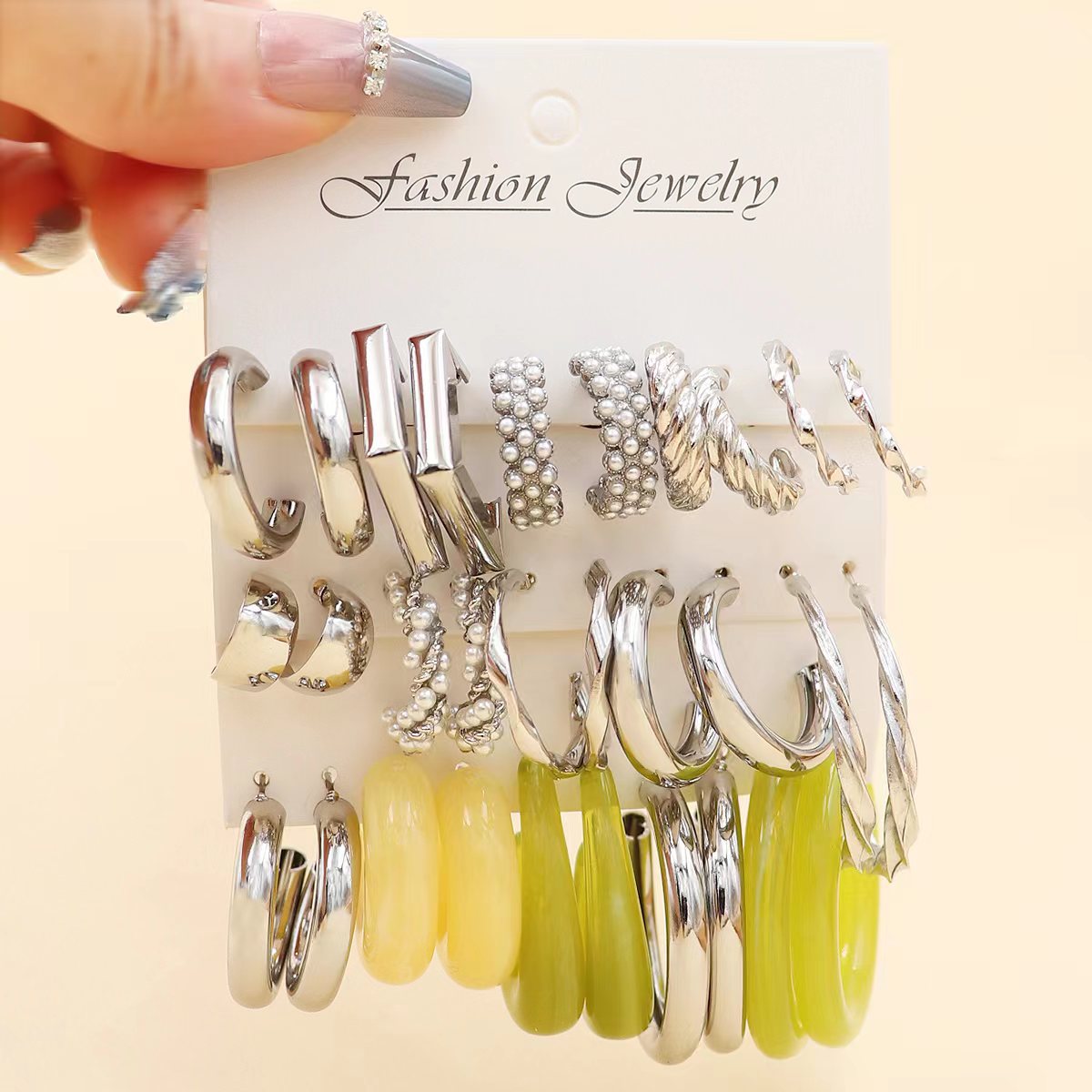 新款金属麻花耳环套装多对组合创意复古简约耳圈几何型耳饰