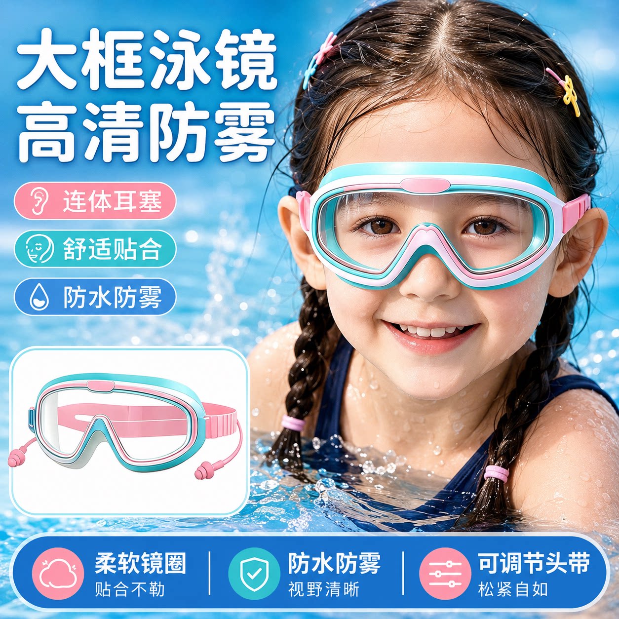 德国儿童泳镜高清防雾防