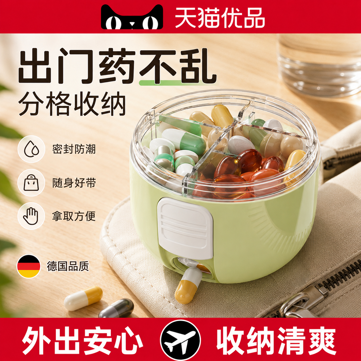 德国药盒可携式分装小迷