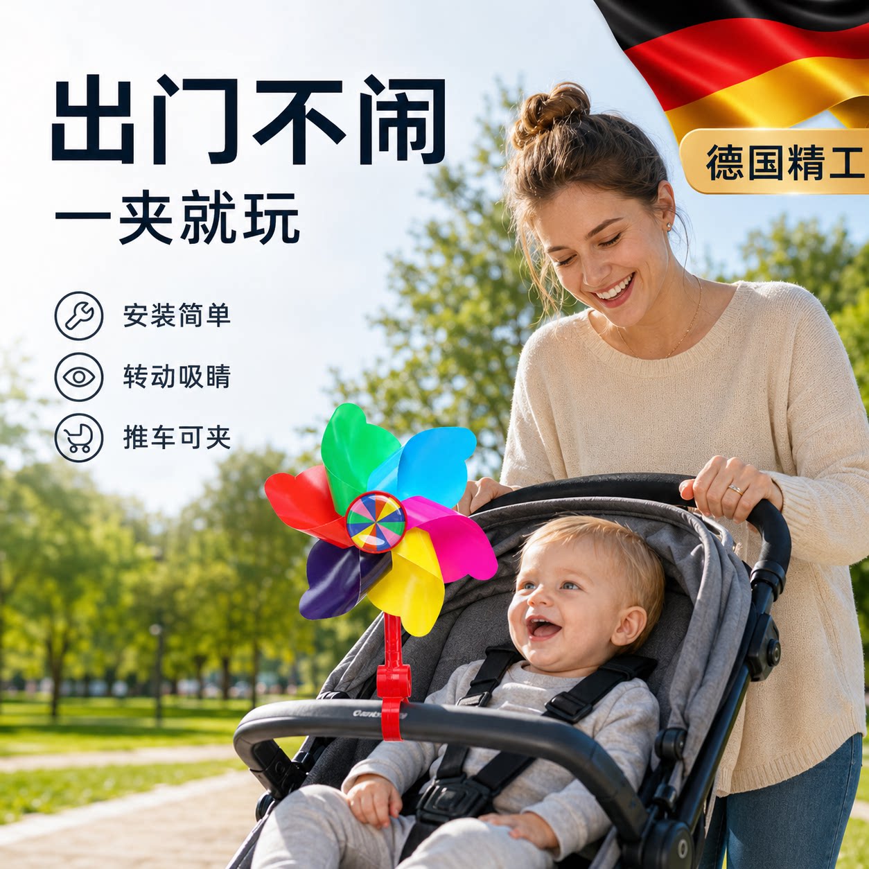 七彩旋转风车儿童滑板车