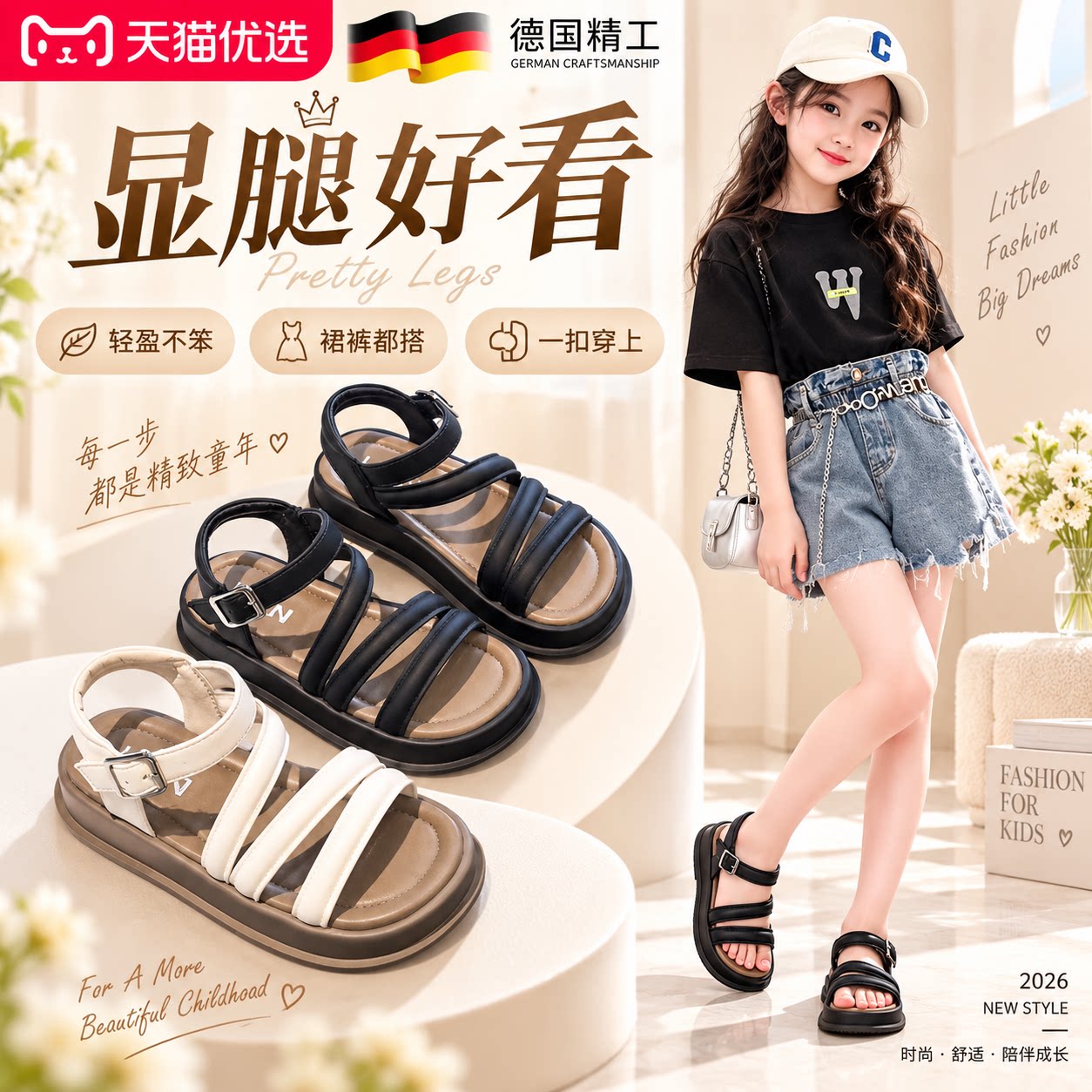 【德国精工】儿童女童夏季凉鞋