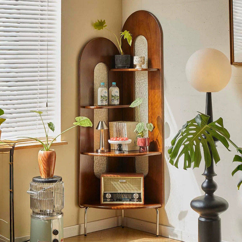 法式中复古藤编客厅实木沙发墙转角书柜屏风三拐置物收纳落地架子,收纳整理,CD架,淘宝优惠券,粉丝福利购,淘宝优惠卷