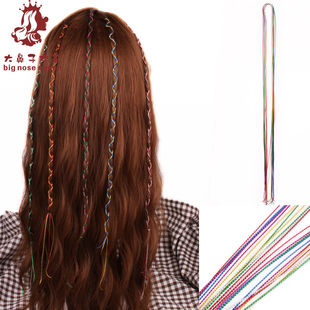 彩色女编发绳神器饰品 儿童时尚彩色绳子 街舞编织辫子发带头饰
