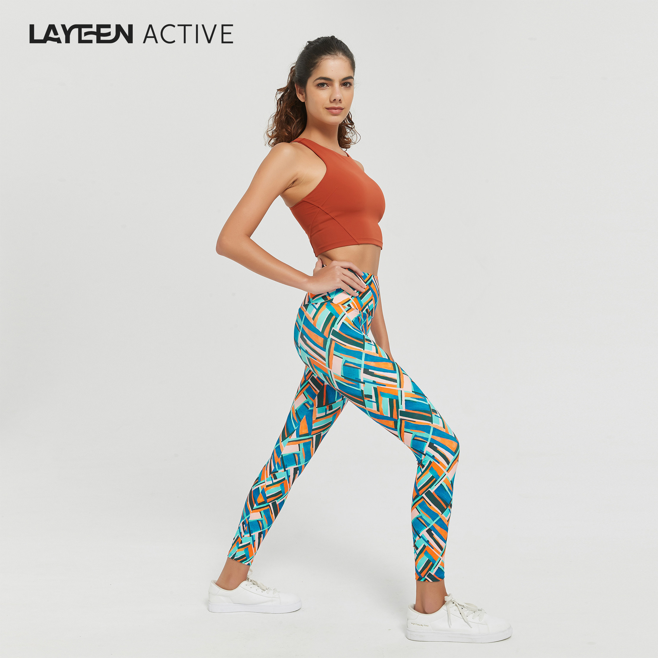 LAYEEN ACTIVE 花裤子 多瑙晨曦 中腰9分瑜伽健身防晒230239