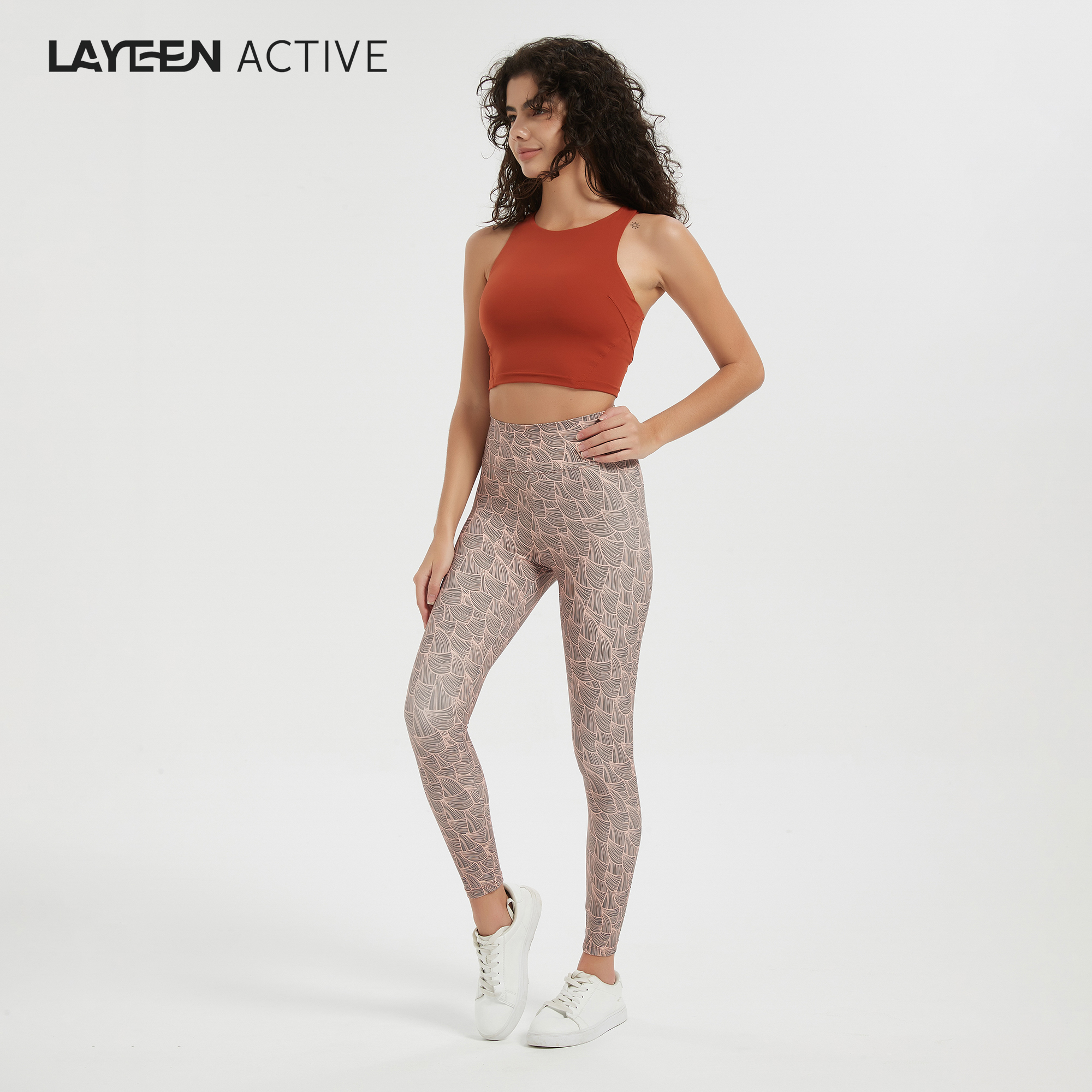 LAYEEN ACTIVE 花裤子 海浪粉贝 高腰9分瑜伽健身防晒230819