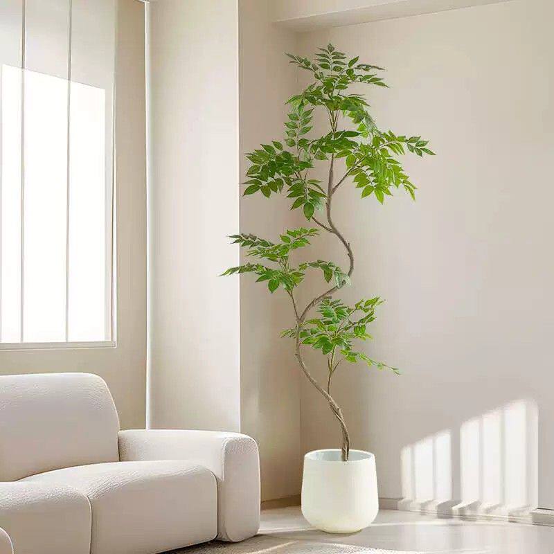 高端轻奢仿真绿植客厅电视柜背景装饰摆件室内盆栽假花植物漆木树