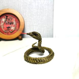 中国非遗草编蛇仿真动物纯手工蛇摆件棕编手工艺品