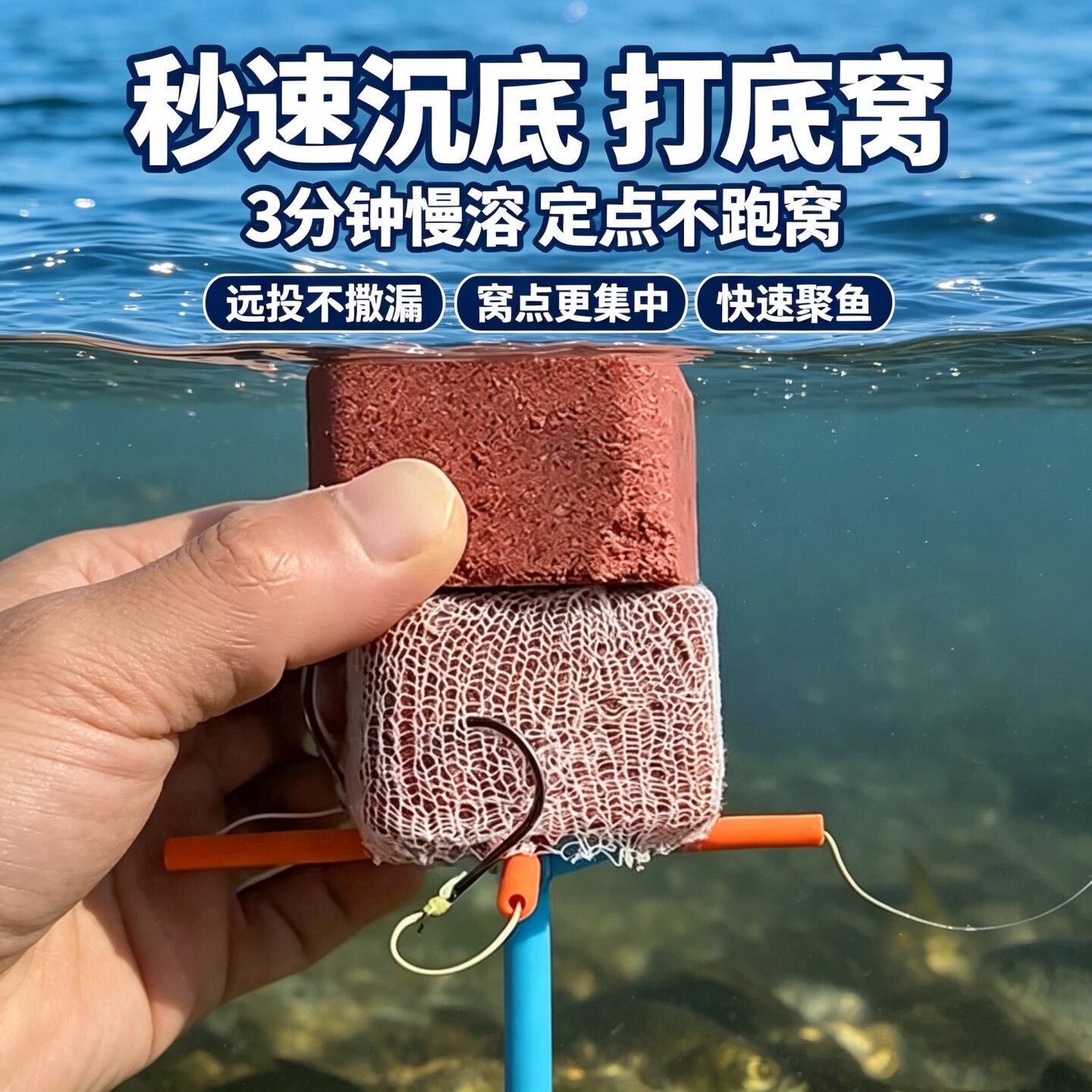 方块饵专用水溶网方块饵料防缠绕撒饵器新款抛竿不缠绕钓鱼水溶网