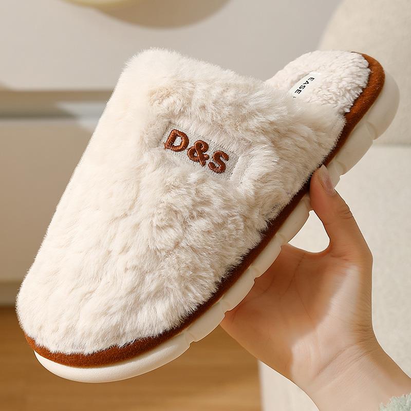 买一送一情侣棉拖鞋女士冬季2024新款室内家居一对毛绒保暖棉拖男