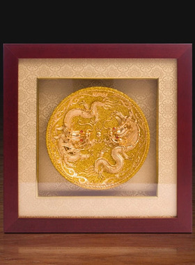 非物质文化遗产漆线雕中国风北京特色礼品送老外28*28cm摆件礼品