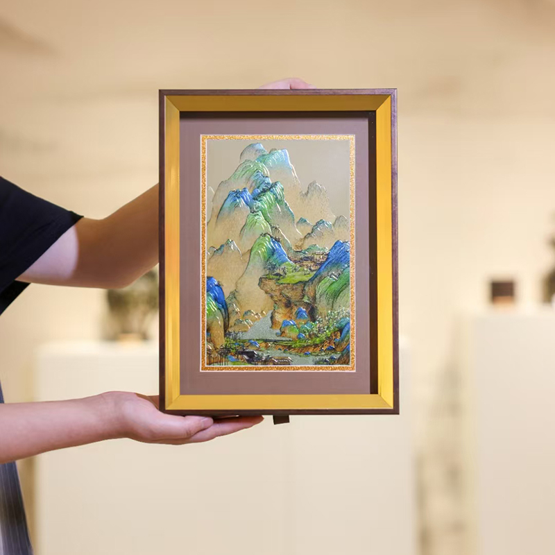 兆宸造物千里江山桌屏书房办公桌面装饰画摆台礼物商务生日礼物