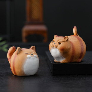 手工紫砂茶宠摆件精品可养招财猫茶玩茶桌茶台茶盘茶宠物茶具配件