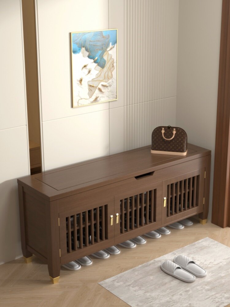 新中式实木鞋柜家用门口换鞋凳坐凳一体穿鞋凳多层进门凳入户鞋架,住宅家具,鞋柜,淘宝优惠券,粉丝福利购,淘宝优惠卷