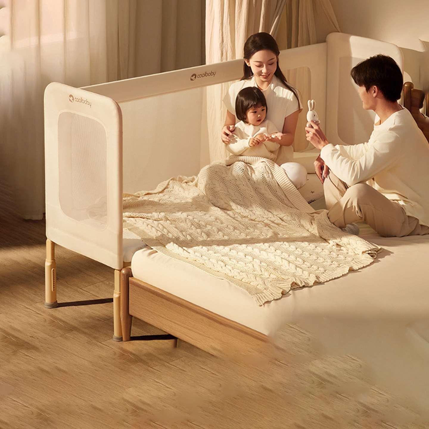 coolbaby一体式拼接床婴儿床边加宽儿童床大人可睡加高护栏可升降,住宅家具,儿童拼接床,淘宝优惠券,粉丝福利购,淘宝优惠卷