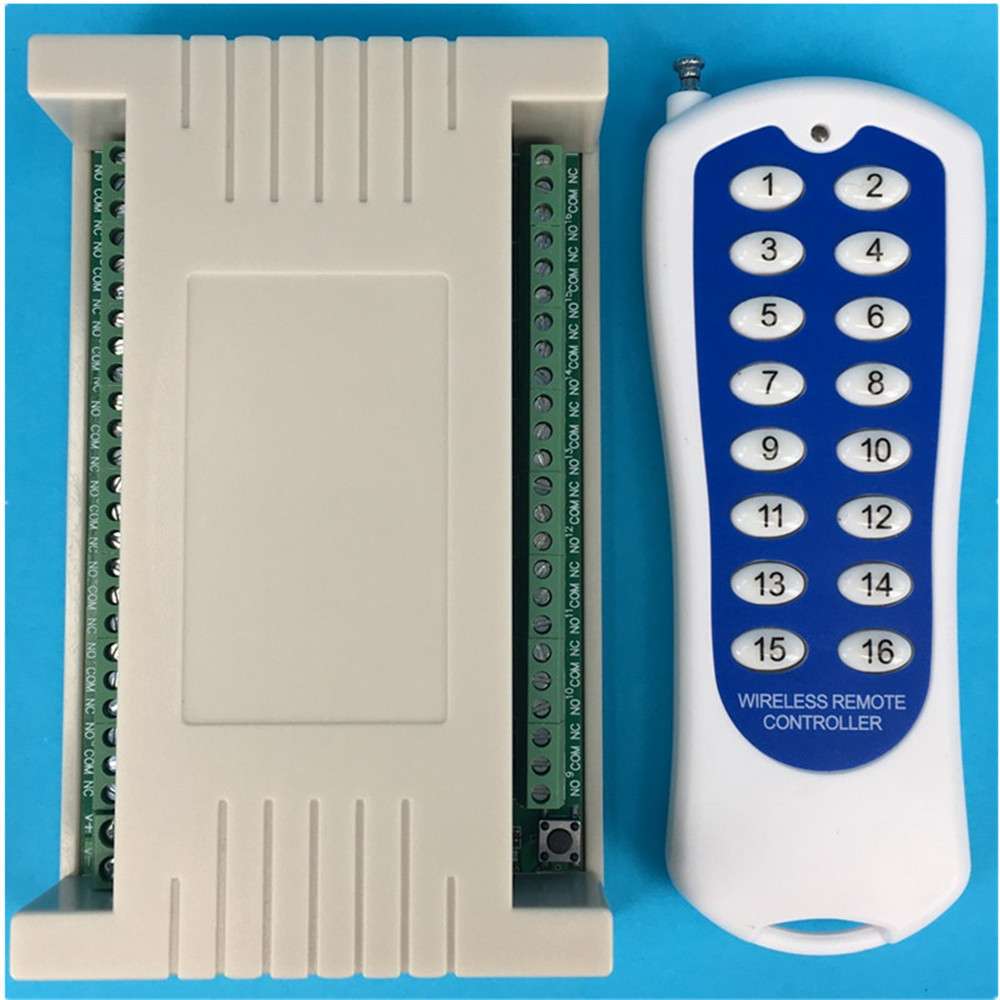 工业外壳12V24V十六路无线遥控开关学习型16路马达电机灯具控制器