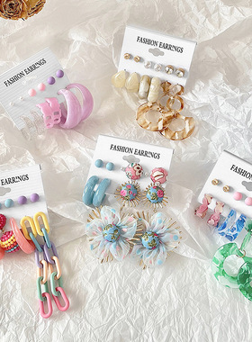 欧美跨境爆款亚克力耳环套装女 多巴胺耳钉耳饰饰品Earrings