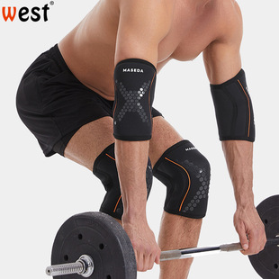 举重护膝深蹲力量训练7mm潜水料大力士护膝加压膝盖硅胶防滑