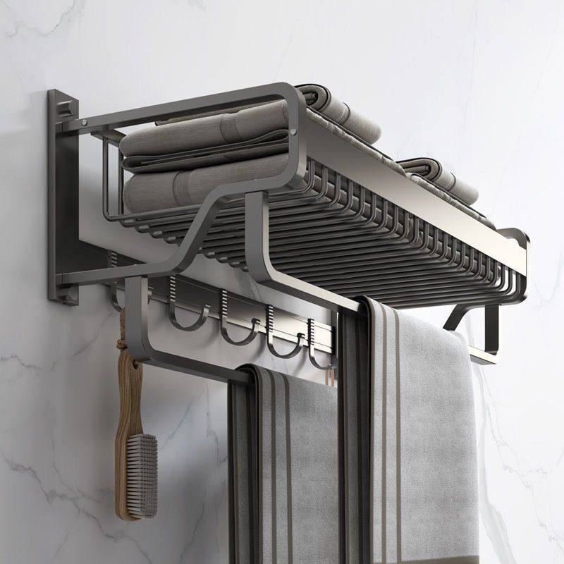枪灰色浴室毛巾架免打孔轻奢风卫生间置物架收纳衣服壁挂浴巾架子,家装主材,毛巾环,淘宝优惠券,粉丝福利购,淘宝优惠卷