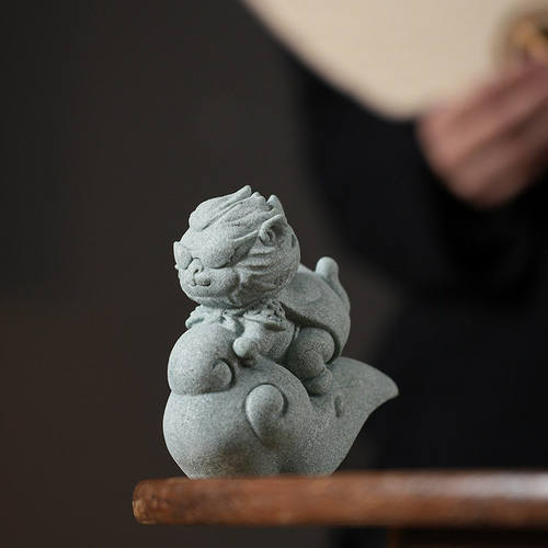 可爱大圣青砂石鱼缸摆件客厅玄关茶室桌面复古茶宠鱼缸装饰悟空