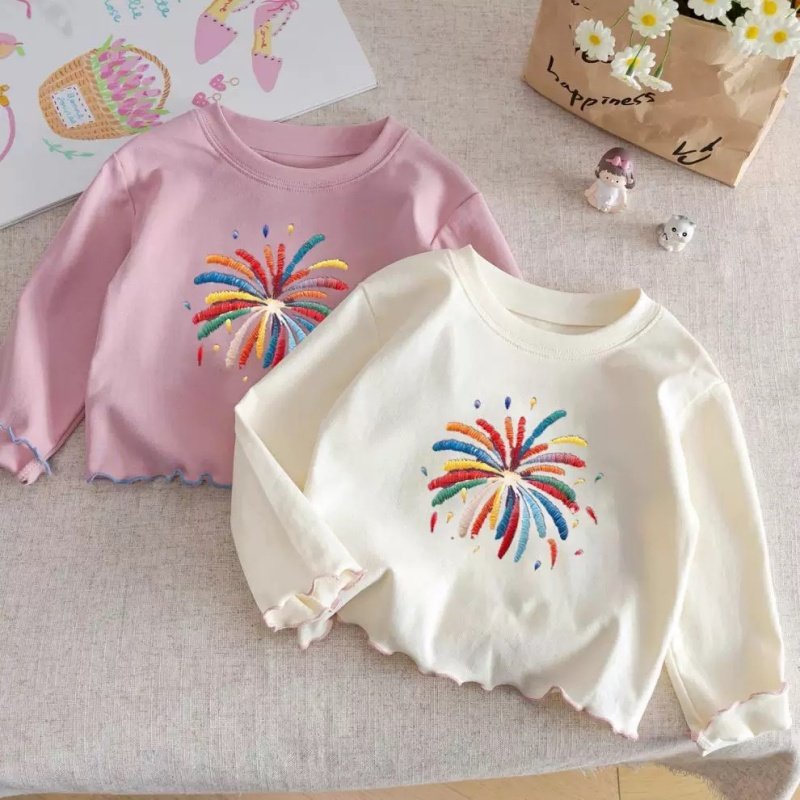 女童长袖T恤纯棉儿童花边上衣宝宝中小童休闲百搭卡通烟花打底衫,童装/婴儿装/亲子装,T恤,淘宝优惠券,粉丝福利购,淘宝优惠卷