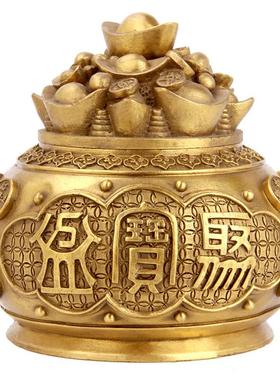 黄铜大号聚宝盆铜开盖聚宝盆摆件聚宝盆摆件
