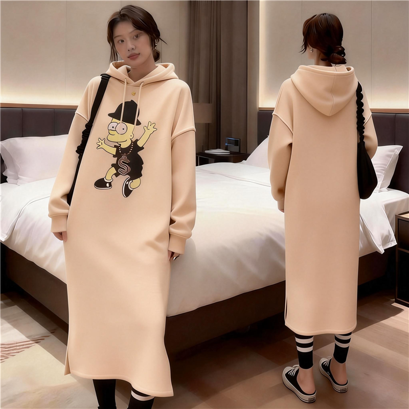 孕妇装韩式百搭连衣裙秋冬季新款宽松遮肉外穿长款过膝连帽卫衣裙,孕妇装/孕产妇用品/营养,连衣裙,淘宝优惠券,粉丝福利购,淘宝优惠卷