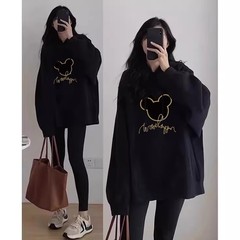 孕妇卫衣女秋冬加绒2024新款秋装衣服上衣大码打底衫连帽减龄时尚