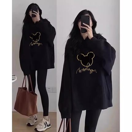 孕妇卫衣女秋冬加绒2024新款秋装衣服上衣大码打底衫连帽减龄时尚
