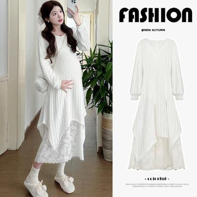 麦敏儿妈咪蕾丝拼接连衣裙