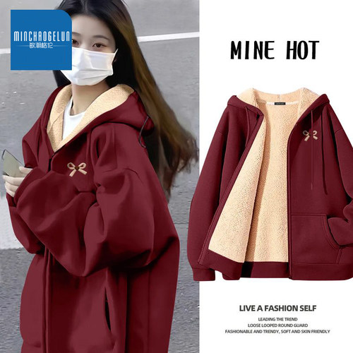 孕妇装加绒加厚卫衣外套冬季新款