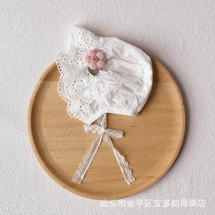 6个月 婴儿夏季 帽子宝宝薄款 儿童遮阳春秋蕾丝花边宫廷风公主0