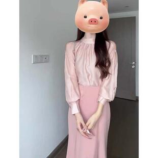 有里布上衣无拉链2026春秋新款衬衣连衣裙时尚套装两件套D4798
