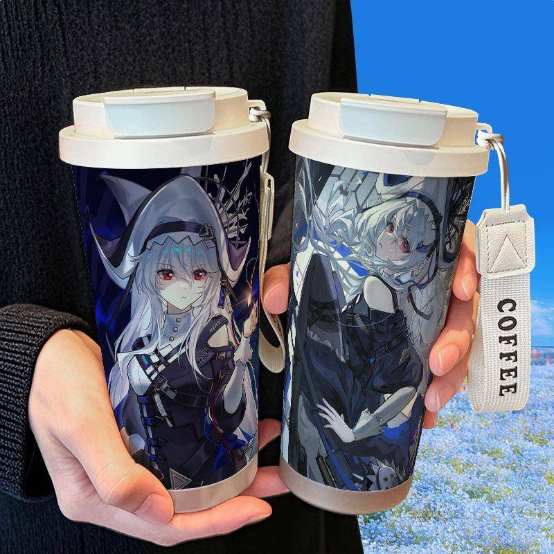 明日方舟幽灵鲨保温杯316不锈钢大容量吸管水杯车载双饮咖啡杯