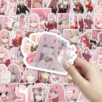 60张darling in the FRANXX国家队02日漫可爱少女心手账装饰贴纸