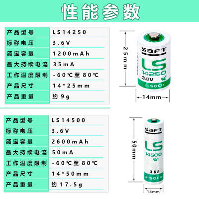 劲玛仕适用帅福得LS14250 自动化工控数控设备仪器3.6V锂电池