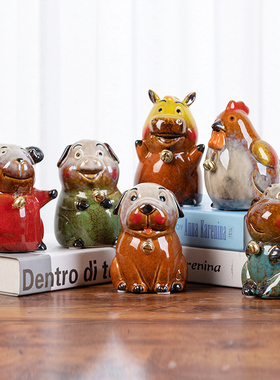 陶瓷储蓄罐十二生肖动物创意可爱儿童桌面客厅电视柜家居饰品摆件